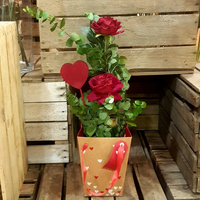 San Valentin caja 2 rosas